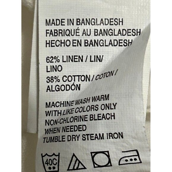 Izod Mens White Linen & Cotton Blend Short Sleeve Button-Down‎ Shirt XXLG - Picture 5 of 5